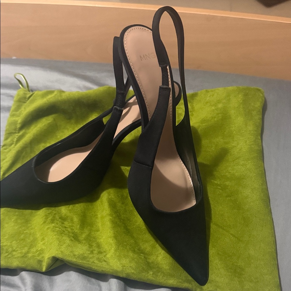 Mango Elegant Black Slingback Heels